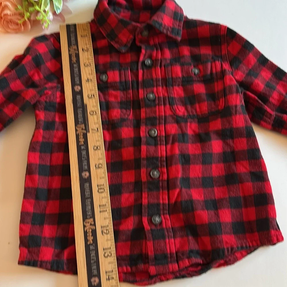 Oshkosh 3T Red Black Flannel Button Down Shirt Christmas Shirt 3T Buffalo